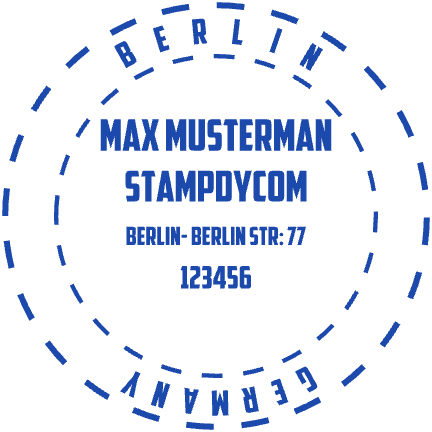 Round Berlin business seal with street address, registration number and Germany text, SealsDigital #2700534