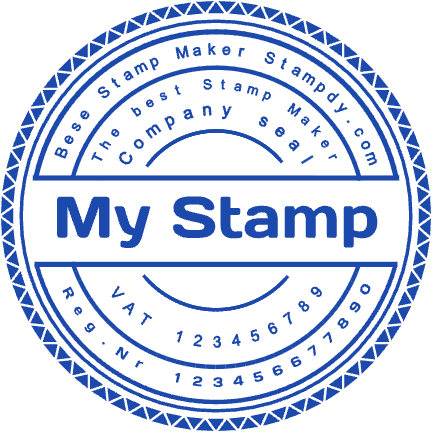 Layered company seal with VAT, registration number and circular border text, SealsDigital #7497845