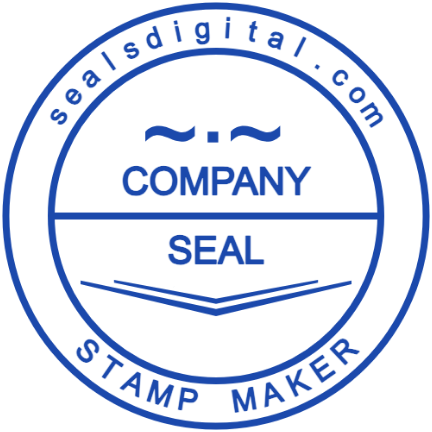 Personalize the bold company medallion with SealsDigital | 9837128 Large company and seal lettering fills a compact circular layout, 38 mm layout