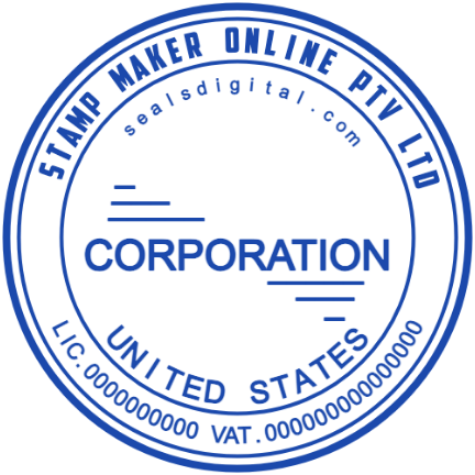 Short stepped rules separate the corporation label from licence details, 38 mm layout