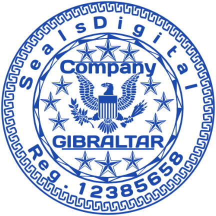 Arrange your company details around the eagle emblem with SealsDigital Eagle centered business seal framed by stars and a repeating ornamental border