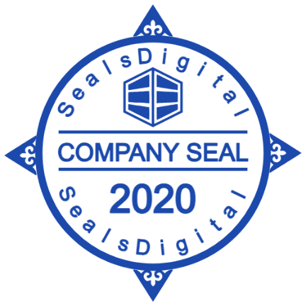 Build your company mark inside a diamond frame with SealsDigital Circular company seal over a pointed diamond with a small geometric emblem at the top