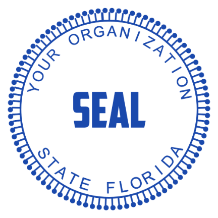 Customize a spacious Florida seal with a dotted rim with SealsDigital Minimal Florida company seal with a spacious center and a dotted radial rim