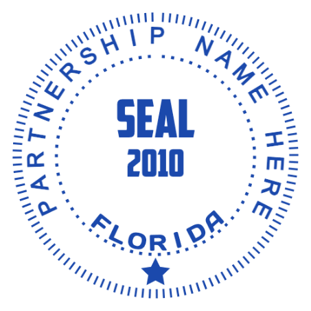 Design a Florida partnership seal with a star accent with SealsDigital Partnership seal with dotted inner edging, fine radial ticks and a solid star at the base
