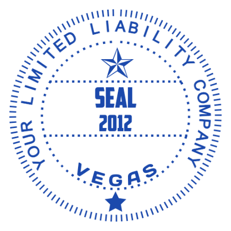 Personalize a Nevada business seal with paired stars with SealsDigital Nevada company stamp with two star accents and dotted dividers around the year