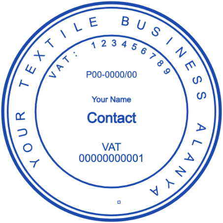 Arrange textile business details inside a double ring with SealsDigital Circular textile business seal with stacked name and tax fields inside a double ring