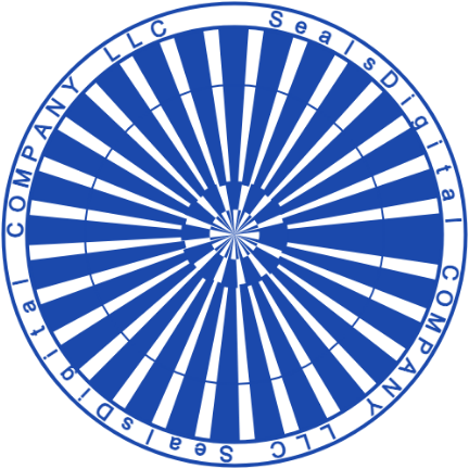 Personalize the sunburst company disc with SealsDigital Alternating narrow and broad rays fill a disc inside a circular company name.