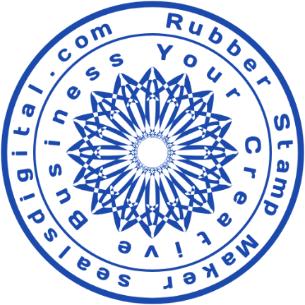 A many pointed geometric rosette fills the center between two circular text bands.