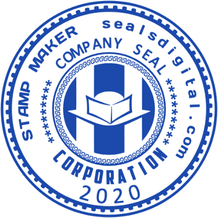 Personalize the open box corporate crest with SealsDigital An open box emblem sits above a year within patterned rings and corporate lettering.
