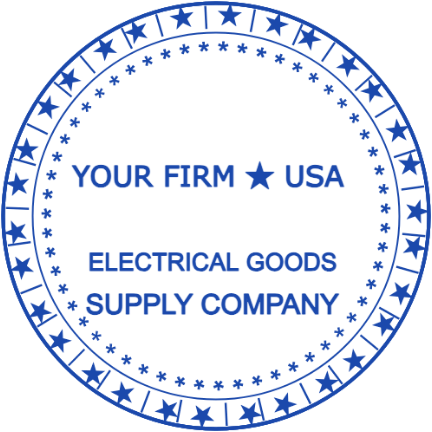 Personalize the star rim supply seal with SealsDigital Two star patterned rings surround a three line supply business label.