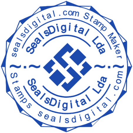 Personalize the interlaced knot business seal with SealsDigital A geometric knot anchors layered name arcs with fine horizontal decorative rules.