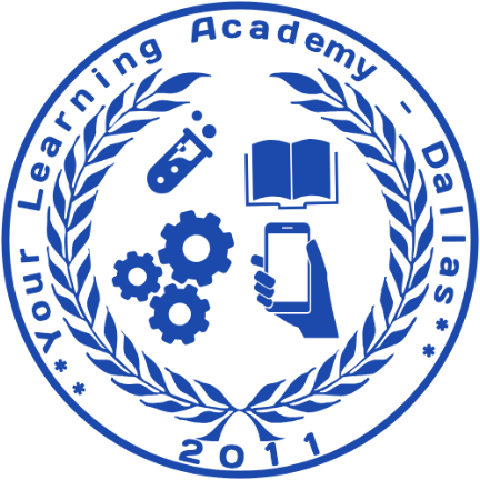 Books, a ruler and gears sit inside laurels below a school name arc.