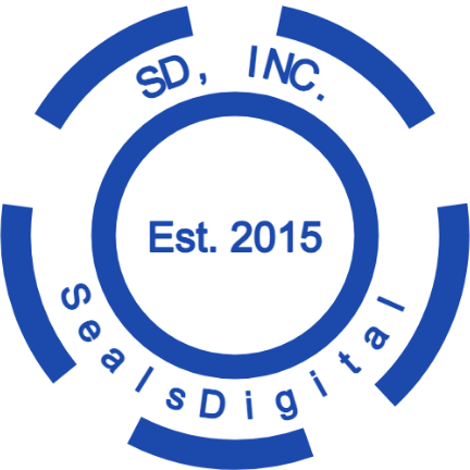 Three broad separated arcs frame an established year and two curved company labels.