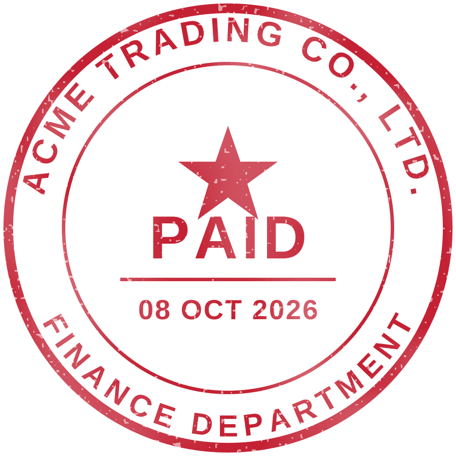 Transparent red approval stamp before a background is added